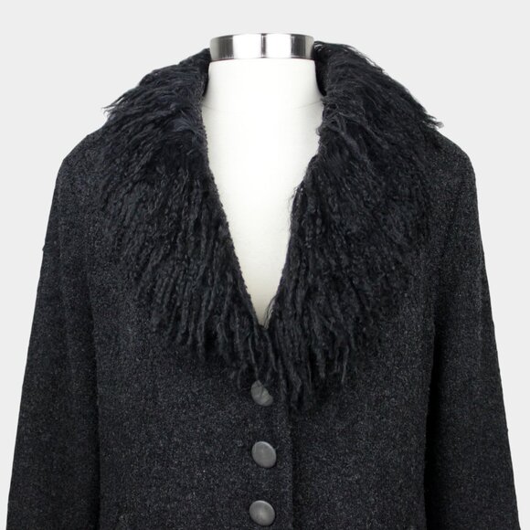 Vintage Utex Shearling Trim Gray Wool Coat, Penny Lane Coat - Picture 3 of 8